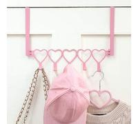 Shein 1 pieza Gancho en forma de corazón rosa para colgar sobre la puerta, toallero de pared con 5 ganchos, decoración de estilo granja bonita para dormitor