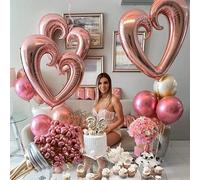 Shein 1 pieza Globo con forma de corazón de 42 pulgadas en color oro rosa, globo decorativo para fiestas, globo grande y creativo con forma de corazón para