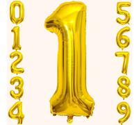 Shein 1 pieza Globo con forma de número de 40 pulgadas de aluminio dorado, decoración de globo para fiesta de cumpleaños, día de vuelta al colegio, día de S