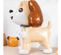 Shein 1 pieza Globo de aluminio 3D con forma de perro de pie & 15 piezas Globos de látex color caqui & verde salvia, Adecuado para celebración de mascotas,