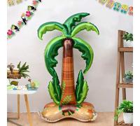 Shein 1 pieza Globo de aluminio con diseño de coco/Globo gigante de piña, adecuado para fiestas de verano, decoración de cumpleaños estilo hawaiano, con bas
