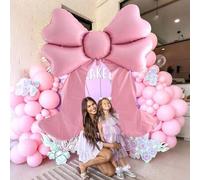 Shein 1 pieza Globo de aluminio con forma de mariposa extra grande mate, globo con forma de lazo rosa, adecuado para decoración de fiesta de cumpleaños, bab