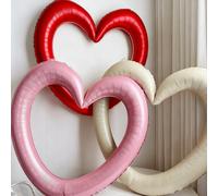 Shein 1 pieza Globo de lámina con forma de corazón hueco de 40 pulgadas (rosa, rojo, crema), adecuado para decoración de boda, cumpleaños, aniversario, conf