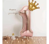 Shein 1 pieza Globo de lámina número corona de oro rosa de 32 pulgadas, gran tamaño decoraciones para centro comercial celebración de aniversario, evento de