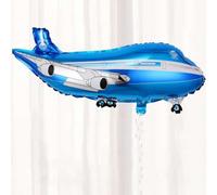 Shein 1 pieza Globo de papel de aluminio extra grande con diseño de avión azul, conjunto de decoración de fiesta con globos con tema espacial, globo de avió