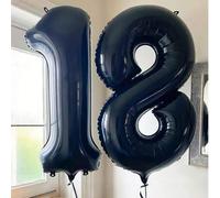 Shein 1 pieza Globo gigante de número metálico de 32/40 pulgadas, globo de dígito de película de poliéster negra, adecuado para decoración de fiesta de cump