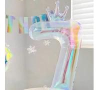 Shein 1 pieza Globo gigante transparente con forma de corona arcoíris de 40 pulgadas con base, adecuado para cumpleaños, decoración de fiesta, temas de cump