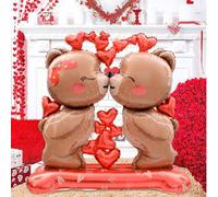 Shein 1 pieza Globo grande de oso besándose de pie, incluye 2 globos de osos de pie, adecuado para temas románticos, decoración de fiestas, decoración de bo