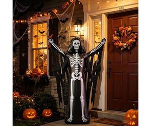 Shein 1 pieza Globo inflable de pie con forma de esqueleto de la Parca para Halloween, globo inflable de fantasma de pie, decoración para fiesta de Hallowee