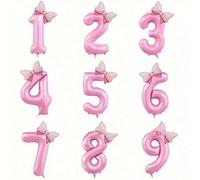 Shein 1 pieza Globo numerado extra grande con moño, decoración de globo rosa de feliz cumpleaños, para fiesta de cumpleaños de niña/hija