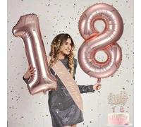 Shein 1 pieza Globo número de 32/40 pulgadas de color oro rosa, globos de dígitos de poliéster de gran tamaño del 0 al 9, globos decorativos, reutilizables,