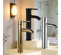 Shein 1 pieza Grifo de baño de 1 orificio para lavabo de baño con manija única, grifo mezclador de lavabo de palanca única para baño de tocador, Body alto c