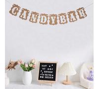 Shein 1 pieza Guirnalda de banderines de papel kraft vintage para barra de dulces, decoración con letras para fiesta de cumpleaños