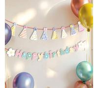 Shein 1 pieza Guirnalda de colores tipo macarrón para fiesta de cumpleaños, sombrero de cumpleaños decorativo multicolor, de material de papel