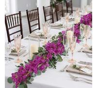 Shein 1 pieza Guirnalda de flores de buganvilla artificial, camino de mesa de buganvilla falsa, enredaderas de seda, decoraciones de arco para bodas, centro