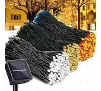 Shein 1 pieza Guirnalda de luces solares con flores de 200/100/50/20 LED, 8 modos, adecuado para Navidad, fiesta de boda, decoración festiva, campamento en