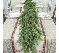 Shein 1 pieza Guirnalda de pino de 69 pulgadas, corona navideña, guirnalda artificial con toque natural para fiestas, guirnalda de cedro, guirnalda realista