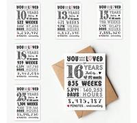 Shein 1 pieza "Has sido amado" Tarjeta de cumpleaños y aniversario con sobre - Adorable tarjeta de hito para 10º, 13º, 15º, 16º, 18º, 21º, 25º, 30º, 40º, 50