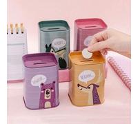 Shein 1 pieza Hucha con forma de animal de color aleatorio, caja de almacenamiento de monedas de metal cuadrada multifuncional, organizador de monedas decor