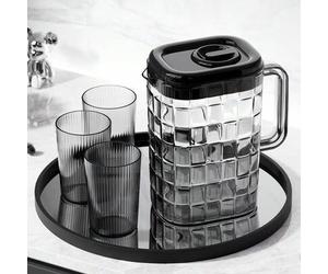 Shein 1 pieza Jarra de agua fría de estilo lujoso, de alta capacidad y resistente al calor, transparente, apta para jugo, leche, té, uso en cocina del hogar