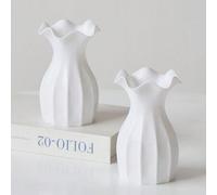 Shein 1 pieza Jarrón de plástico, jarrón irrompible blanco adecuado para tulipanes, rosas y otras flores, decoración del hogar, sala de estar, regalo de mes