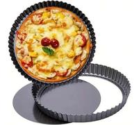 Shein 1 pieza/Juego de 4 piezas de bandejas de hornear antiadherentes, bandejas para pizza, con fondos extraíbles - bandejas de hornear redondas, adecuadas