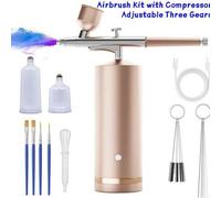 Shein 1 pieza Kit de aerógrafo con compresor, pistolas de pulverización - 48 PSI de alta presión, 3 niveles ajustables, juego de aerógrafo recargable inalám