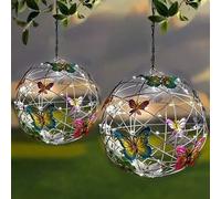 Shein 1 pieza Lámpara de mariposa solar, Farol de mariposa LED, Luz solar en forma de bola de mariposa, Lámpara colgante solar de mariposa para exteriores,
