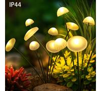 Shein 1 pieza Lámpara de medusa de silicona con energía solar, luz decorativa de jardín de 6/8/10 LED, decoración de jardín, adecuada para céspedes, balcone