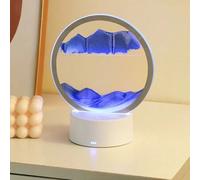 Shein 1 pieza Lámpara de mesa creativa de arena líquida con temporizador de arena redonda y luz nocturna, Lámpara de arena de cabecera USB Lámpara de reloj