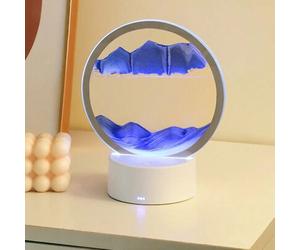Shein 1 pieza Lámpara de mesa creativa de arena líquida con temporizador de arena redonda y luz nocturna, Lámpara de arena de cabecera USB Lámpara de reloj