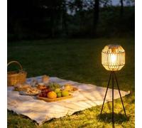 Shein 1 pieza Lámpara de piso solar de ratán, lámpara de piso solar de luz cálida para exteriores, farol solar tejido para jardín, patio, porche, árboles, c