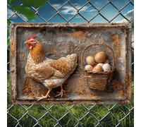 Shein 1 pieza Letrero de metal vintage con gallo y canasta - Placa decorativa de pared, adecuada para entrada, hogar, comedor, bar, cafetería, garaje - No r