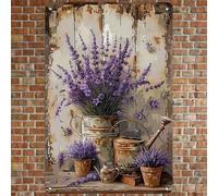 Shein 1 pieza Letrero vintage de hierro con lavanda - Arte mural floral, señal decorativa de metal resistente a la intemperie, adecuada para el hogar, bar,