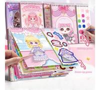 Shein 1 pieza Libro de pegatinas de vestir de princesa de moda, pegatinas de juego 2 en 1 - Incluye juego de maquillaje, juego de vestir, juego de pegatinas