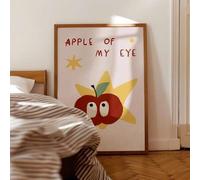 Shein 1 pieza Lienzo enmarcado Arte de pared para guardería de bebé, "Orgullo y Alegría" Mural caprichoso de guardería, Diseño de manzana de dibujos animado