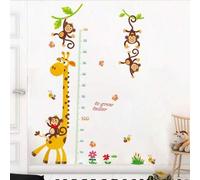 Shein 1 pieza Lindo adhesivo de pared de animales de dibujos animados mono y jirafa para medir la altura, adhesivo medidor de altura de dibujos animados cre
