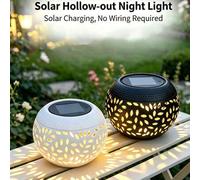 Shein 1 pieza Linterna ovalada hueca con energía solar, luz de lata redonda de hierro impermeable para exteriores, luz decorativa de atmósfera de proyección