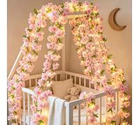 Shein 1 pieza Luces de cadena de flores de cerezo artificiales 20/50 LED, Luces de enredadera de flores de cerezo LED, Luces de hadas, Luces de cadena de fl