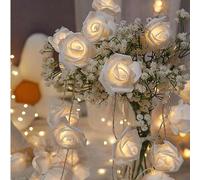 Shein 1 pieza Luces de cadena de flores de rosa de 10/20/40 LED de 1,5 m/3 m/6 m, luces de hadas adecuadas para el Día de San Valentín, boda, decoración de