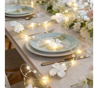 Shein 1 pieza Luces de cadena LED con flores blancas, blanco cálido, guirnalda floral de hadas, enredadera decorativa, luces románticas para camino de mesa
