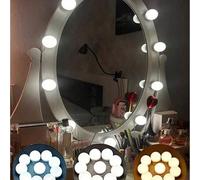 Shein 1 pieza Luces de espejo de tocador USB con 4/6/8/10/12/14 luces, regulables en 3 colores, luces LED, luz blanca, luz amarilla, luz neutra, brillo ajus