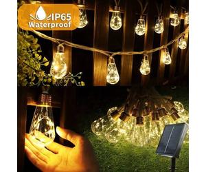 Shein 1 pieza Luces decorativas de cuerda alimentadas por energía solar, luces solares exteriores de cuerda de cáñamo vintage, luces colgantes a prueba de a
