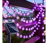 Shein 1 pieza Luces solares de cadena LED de 20/50/100, 8 modos de iluminación, luces solares de bola de cristal impermeables para jardín, patio, porche, de