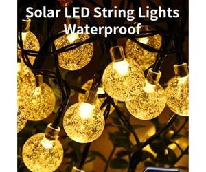 Shein 1 pieza Luz de cadena solar con bolas de burbujas de 20/30/50/100 LED de 5/6.5/7/12m para decoración de jardín, patio, villa, balcón, césped y plaza e