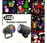 Shein 1 pieza Luz de fiesta de Navidad con forma de copo de nieve, luz de proyección de copo de nieve, luz de escenario LED, patrón navideño giratorio, ilum