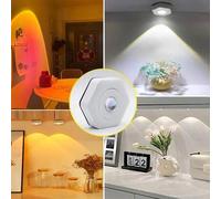 Shein 1 pieza Luz de gabinete creativa con proyección de puesta de sol roja en forma de ojo de gato blanco, funciona con 3 pilas AAA, lámpara LED de proyecc