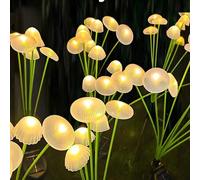 Shein 1 pieza Luz de jardín exterior de 10 LED/8 LED/6 LED, luz de césped con forma de seta/medusa alimentada por energía solar, blanco cálido/cambiante de