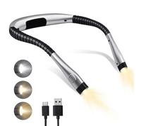 Shein 1 pieza Luz de lectura LED para el cuello, 3 modos de color, 6 niveles de brillo, recargable, adecuada para leer en la cama, brazo de lámpara flexible