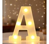 Shein 1 pieza Luz de letra iluminada creativa de 6.3" en blanco, lámpara con forma numérica, luz de alfabeto a batería, decoración del hogar, luz de letra p